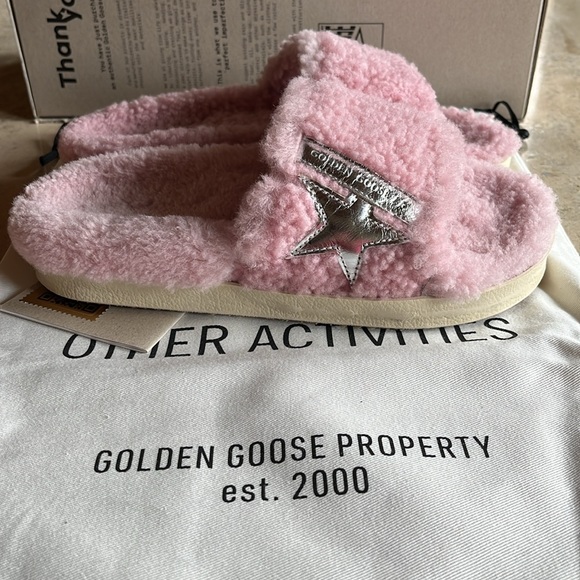 Golden Goose Poolstar Shearling Slide Sandal Pink New - Picture 8 of 10